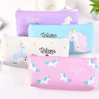 Jiada Unicorn Theme Makeup Bag Organizer Canvas Pencil Pouch Zipper Stationery Purse - Assorted Colours (1 Pcs)


