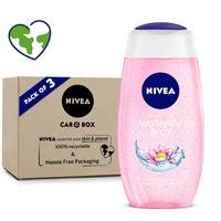 NIVEA Body Wash, Waterlily & Oil (Pack of 3) – in Eco-Friendly NIVEA Care Box | Shower Gel for Women | with Care Oil Pearls & Fragrance of Waterlily, 750 ml

