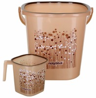 Nayasa 2 Piece Plastic Bathroom Bucket and Mug Set, Brown