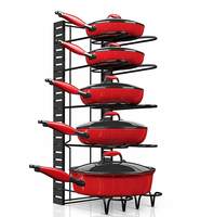 Zemic Heavy Duty Pan and Pot Organizer, 5 Tier Rack - Holds Cast Iron Skillets, Griddles and Shallow Pots - Durable Steel Construction - no Assembly Required Organize Cooking Utensils or Mugs Torched