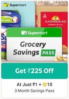 Grocery Savings Pass - 3 Months Pay ₹1 +  10 Coins