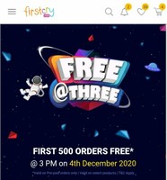 FirstCry Free@Three Today 4th Dec 3Pm for first 500 orders