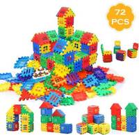 jvm Multi Colored 72 Pcs Mega Jumbo Happy Home House Building Blocks with Attractive Windows and Smooth Rounded Edges - Building Blocks for Kids