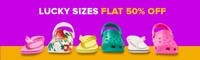 Flat 50% off on Crocs Lucky sizes( Free shipping over Rs.999 )