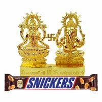 Snickers Peanut Chocolate Bar 22g x Pack of 10 with Laxmi Ganesh Idol