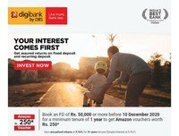 Get 250/- Amazon Gv on DBS by Digibank Fixed Deposit Incentive Program For 1 Year