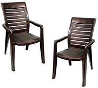 Nilkamal 2180 Plastic Chair (Brown, Set of 2)