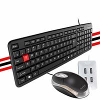  Quantum Wired USB Combo with Keyboard, Mouse and 4 Port USB-Hub (QHM7403,QHM222,QHM6633) 