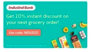 Supr Daily :- Get 20% off upto 100₹ on Groceries using IndusInd Credit Cards