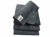 SOFTSPUN Microfiber Cloth - 4 pcs - 40x40 cms - 340 GSM Grey- Thick Lint & Streak-Free Multipurpose Cloths - Automotive Microfibre Towels for Car Bike Cleaning Polishing Washing & Detailing