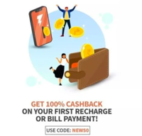 Get 100% Cashback upto Rs.50 on 1st Ever Recharge/Bill Payments on FreeCharge (Valid on App)
