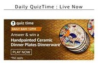 Amazon daily quiz 8am- 12pm answer and win a hand-painted ceramic dinner plates dinnerware