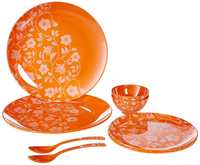Iveo 3D Melamine Dinnerware Set, 8-Pieces, Orange 