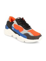 Men Orange & Grey Colourblocked Sneakers