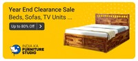 Flipkart Year End Clearance Sale - Upto 80% Off on Sofas, Beds, TV units & More