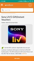 Woohoo Sony LIV Premium Subscription 50% Cashback