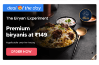 The biryani experiment Restaurant - Premium biriyanis at  ₹ 149 (Zomato deal of the day)