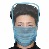 Disposable 3 Ply Face Mask with Eye Shield Anti Spittle Splash Personal Protection for Medical & Outdoor (1 PC)
