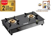 DONLIM 2 Burner Gas Stove Manual ISI Approved with Glass Top & MS Coated Black Body

