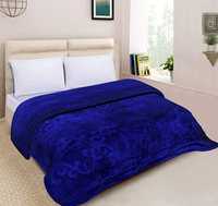 Spangle 144 TC Polyester Double Bed Blanket - Floral, Blue