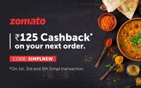Simpl : Get upto Rs.125 Cashback on your 1st, 3rd & 5th transactions on Zomato