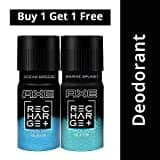 (Buy 1 Get 1 Free) Axe Recharge Marine Splash and Ocean Breeze Deodorant Combo Pack, 150 ml