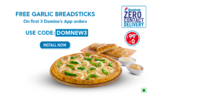 Free Garlic Breadsticks On first 3 Domino's App