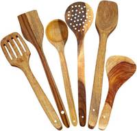 Aafiya handicrafts Af0242 Wood Serving Spoon Set  (Pack of 6)