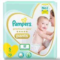 Pampers Premium Care Pants, Small size baby diapers (SM), 70 Count, Softest ever Pampers pants

