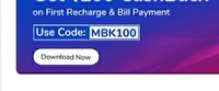 New Users Get 100% cashback worth rs.50 on First Recharge or Bill payment
