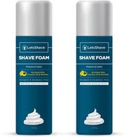 LetsShave Shave Foam Sensitive Skin Protection with Coconut Oil and Menthol, | Rust-Proof Aluminium Bottle - 200 gm Each, Pack of 2  (200 g)