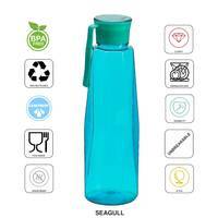 Steelo Seagul Plastic Water Bottle, 1 Litre, Set of 4, Turkish Blue