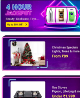 Flipkart Jackpot Deals (12PM-4PM) : Christmas Specials Lights, Trees & More From Rs.89 || Gas Stoves Under Rs.1999 & more offers 