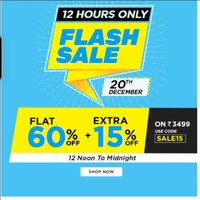 Lifestyle 12 hour Flash Sale | Flat 60% off + 15% Extra off on Clothing and Accessories 