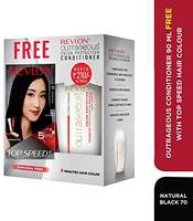 Revlon Top Speed Hair Color Natural Black 70 With Outrageous Conditioner 90 Ml Free, 200 ml with Free Outrageous Conditioner 90 ml @ 332