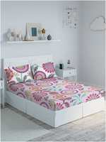 D'Decor Live Beautiful Cotton Floral Single Size Bedsheet 136 TC ( 1 Bedsheet With 2 Pillow Covers , Multi )