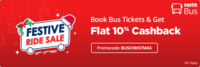 Paytm Bus booking - Festive Ride Sale  - Flat 10% Cashback Up to Rs.300