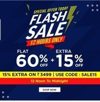 Lifestyle Flash Sale (Till Midnight) | Flat 60% off + 15% Extra off on Clothing and Accessories