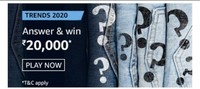 Amazon Trends 2020 quiz -  Answer and Win Rs. 20000