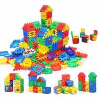 AdiChai Multi Colored 72 Pcs Mega Jumbo Happy Home House Building Blocks with Attractive Windows and Smooth Rounded Edges - Building Blocks for Kids (72 Blocks) - Blocks Game