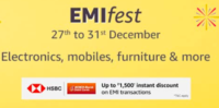 Amazon EMI Fest with HSBC & ICICI Debit Card ( 27 To 31 Dec) Upto 10% off