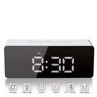 KACOOL Digital LED Alarm Clock, Mirror Alarm Clock for Heavy Sleepers Kids Large LED Display with Snooze Time Temperature Function for Bedroom, Office, Travel - Battery Powered & USB Powered