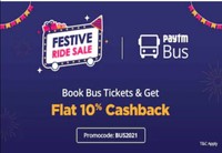 Paytm Bus booking - Festive Ride Sale - Flat 10% Cashback Up to Rs.300