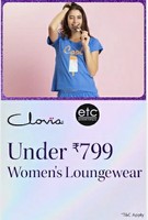 Women Lounge Wear at Rs 209 up to 40% to 60% off brand like: Max, Fasense, ETC, Enamor, [coupon code: WELCOME400]