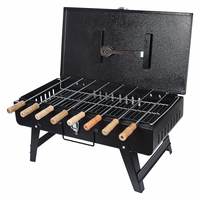 Tidalo Briefcase Charcoal Grill Barbeque BBQ Grill Oven with 8 Skewers, 1 Grill & 1 Packet of Charcoal (Structure Black)

