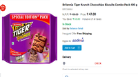 Britannia Tiger Krunch Chocochips Biscuits Combo Pack 400 g