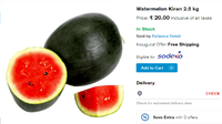 Buy 2.5 kg Watermelon for Rs.20 