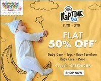 FirstCry NapTime Sale Flat 50% Off on Diapers, Baby Care, Baby Gear, Nursery & More Till 3PM