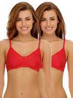 Clovia Women's (Pack of 2) Cotton Rich Non-Padded Wirefree T-Shirt Bra 