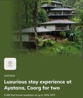 Timesprime : Luxurious stay experience at Ayatana, Coorg for two @50% off